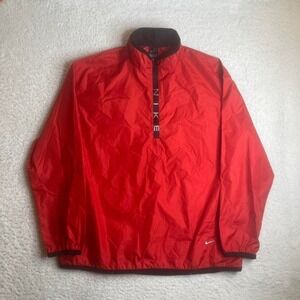 Vintage Nike men's red 1/4 zip spell out windbreaker lightweight 90s xl